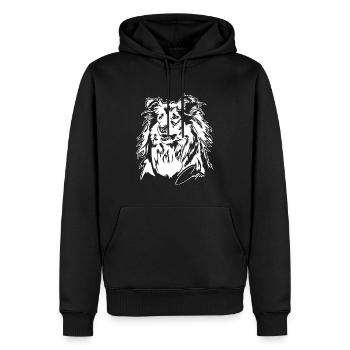 Collie Langhaar Hundeportrait Hunde Hund Wilsigns - Männer Premium Bio Hoodie - Schwarz - Vorne - Nico (187cm)