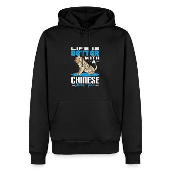 Shar Pei chinois - Sweat à capuche Premium bio Homme - noir - Devant - Nico (187cm)