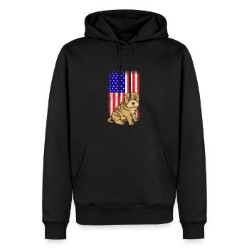 Shar Pei chinois - Sweat à capuche Premium bio Homme - noir - Devant - Nico (187cm)