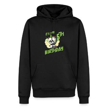 Es ist mein 5. Geburtstag Panda - Männer Premium Bio Hoodie - Schwarz - Vorne - Nico (187cm)