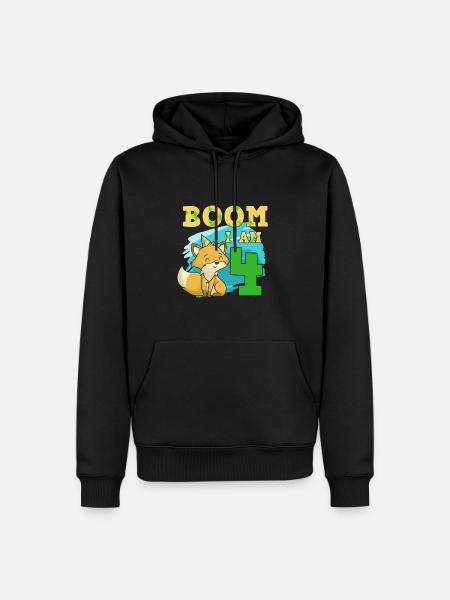 4th birthday fox - Men’s Premium Organic Hoodie - black