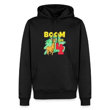 Girafe du 4ème anniversaire - Sweat à capuche Premium bio Homme - noir - Devant - Nico (187cm)