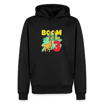 3ème anniversaire girafe - Sweat à capuche Premium bio Homme - noir - Devant - Nico (187cm)