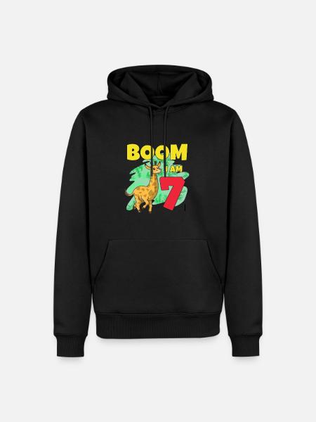 7th birthday giraffe - Men’s Premium Organic Hoodie - black