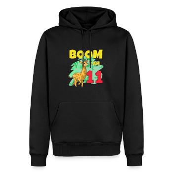 Girafe de 11e anniversaire - Sweat à capuche Premium bio Homme - noir - Devant - Nico (187cm)