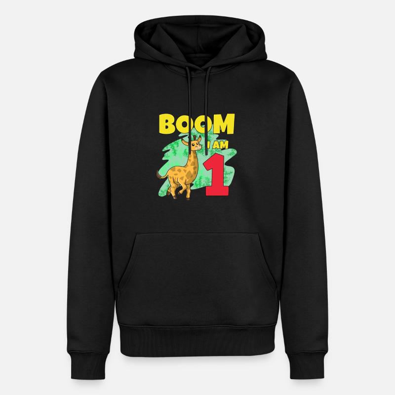 1er anniversaire girafe - Sweat à capuche Premium bio Homme - noir