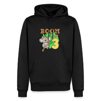 3ème anniversaire koala - Sweat à capuche Premium bio Homme - noir - Devant - Nico (187cm)
