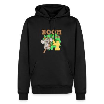 4ème anniversaire koala - Sweat à capuche Premium bio Homme - noir - Devant - Nico (187cm)