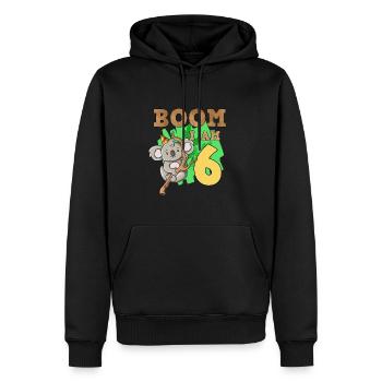6ème anniversaire koala - Sweat à capuche Premium bio Homme - noir - Devant - Nico (187cm)