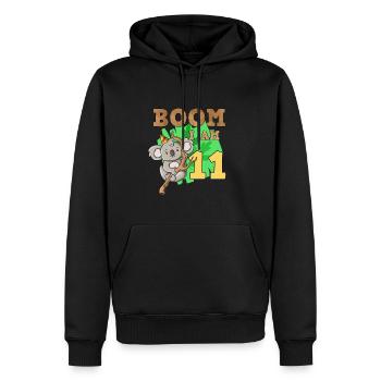 11e anniversaire koala - Sweat à capuche Premium bio Homme - noir - Devant - Nico (187cm)