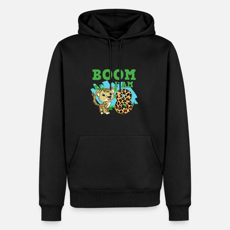 8e anniversaire Léopard - Sweat à capuche Premium bio Homme - noir