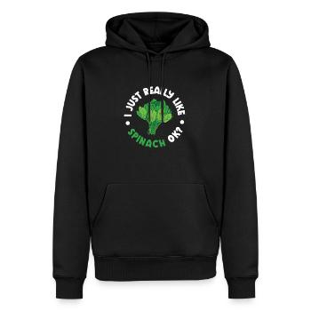 Spinat - Männer Premium Bio Hoodie - Schwarz - Vorne - Nico (187cm)