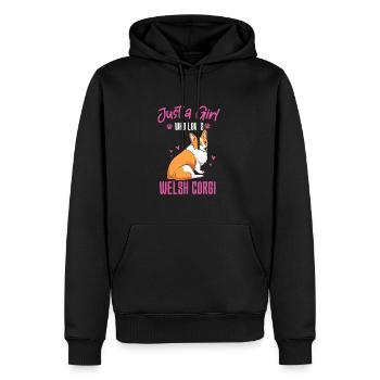 Corgi gallois - Sweat à capuche Premium bio Homme - noir - Devant - Nico (187cm)