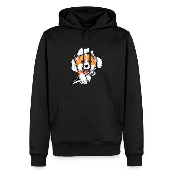 Corgi gallois - Sweat à capuche Premium bio Homme - noir - Devant - Nico (187cm)