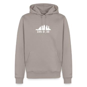 San Diego Skyline - Männer Premium Bio Hoodie - Taupe - Vorne - Nico (187cm)