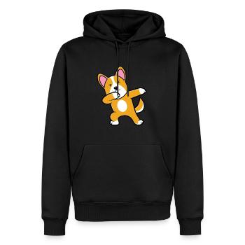 Corgi gallois - Sweat à capuche Premium bio Homme - noir - Devant - Nico (187cm)