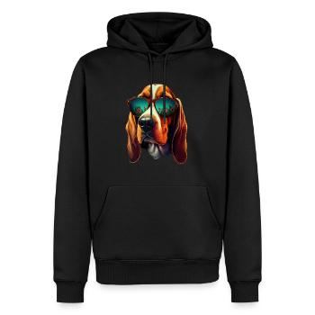 Cooler Basset Hound mit Sonnenbrille - Männer Premium Bio Hoodie - Schwarz - Vorne - Nico (187cm)