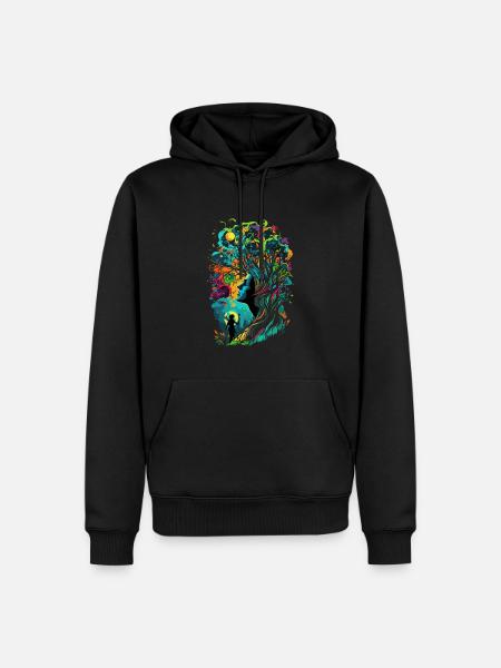 Frau des Waldes bunt - Männer Premium Bio Hoodie - Schwarz