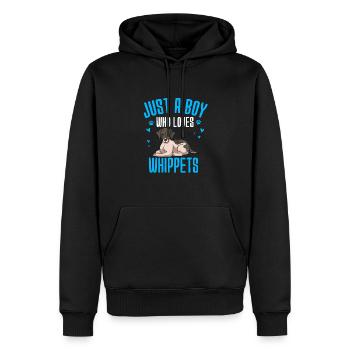 Whippet - Männer Premium Bio Hoodie - Schwarz - Vorne - Nico (187cm)