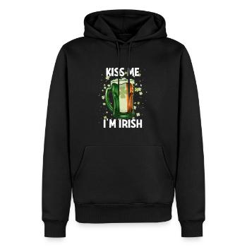St Patricks Day Kiss Me Im Irish - Sweat à capuche Premium bio Homme - noir - Devant - Nico (187cm)