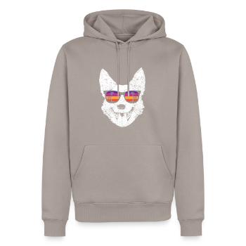 Australian Cattle Dog - Men’s Premium Organic Hoodie - taupe - Front - Nico (187cm)