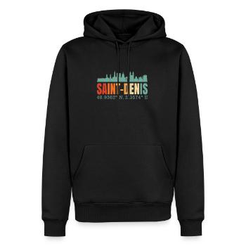 Saint-Denis - Sweat à capuche Premium bio Homme - noir - Devant - Nico (187cm)