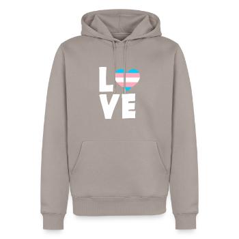 Trans Transgender Pride Flagge - Männer Premium Bio Hoodie - Taupe - Vorne - Nico (187cm)