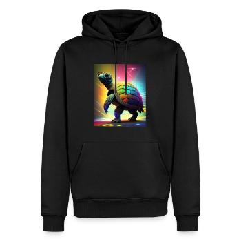 Turtle à la discothèque - Sweat à capuche Premium bio Homme - noir - Devant - Nico (187cm)