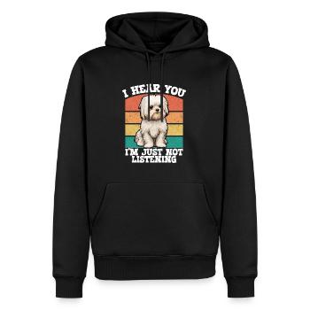 Chien maltais je t’entends je n’écoute tout simplement pas - Sweat à capuche Premium bio Homme - noir - Devant - Nico (187cm)
