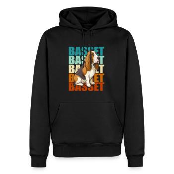 Basset Hound Bunt - Männer Premium Bio Hoodie - Schwarz - Vorne - Nico (187cm)