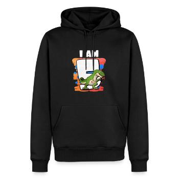 5e anniversaire - Sweat à capuche Premium bio Homme - noir - Devant - Nico (187cm)