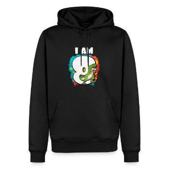 8e anniversaire - Sweat à capuche Premium bio Homme - noir - Devant - Nico (187cm)