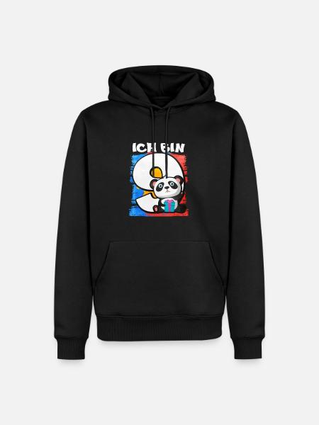 Ich Bin 9 Panda - Männer Premium Bio Hoodie - Schwarz