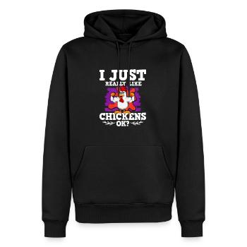 Poulets - Sweat à capuche Premium bio Homme - noir - Devant - Nico (187cm)