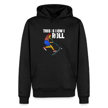 Scootering C’est comme ça que je roule - Sweat à capuche Premium bio Homme - noir - Devant - Nico (187cm)
