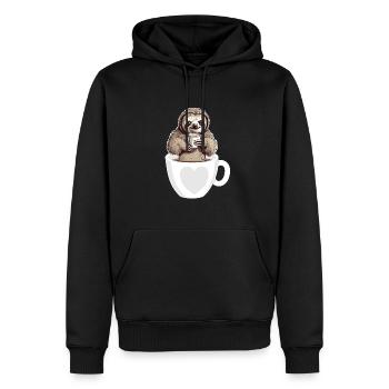 Kaffee Süßes Faultier in einer Kaffeetasse Kaffee trinken - Männer Premium Bio Hoodie - Schwarz - Vorne - Nico (187cm)