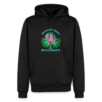 Bin Da Kann Losgehen Und Ja Es Eskaliert Eh - Männer Premium Bio Hoodie - Schwarz - Vorne - Nico (187cm)