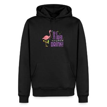 Sie Heiratet Ich Bin Nur Zum Saufen Hier - Männer Premium Bio Hoodie - Schwarz - Vorne - Nico (187cm)