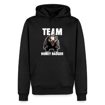 Team Honigdachs - Männer Premium Bio Hoodie - Schwarz - Vorne - Nico (187cm)