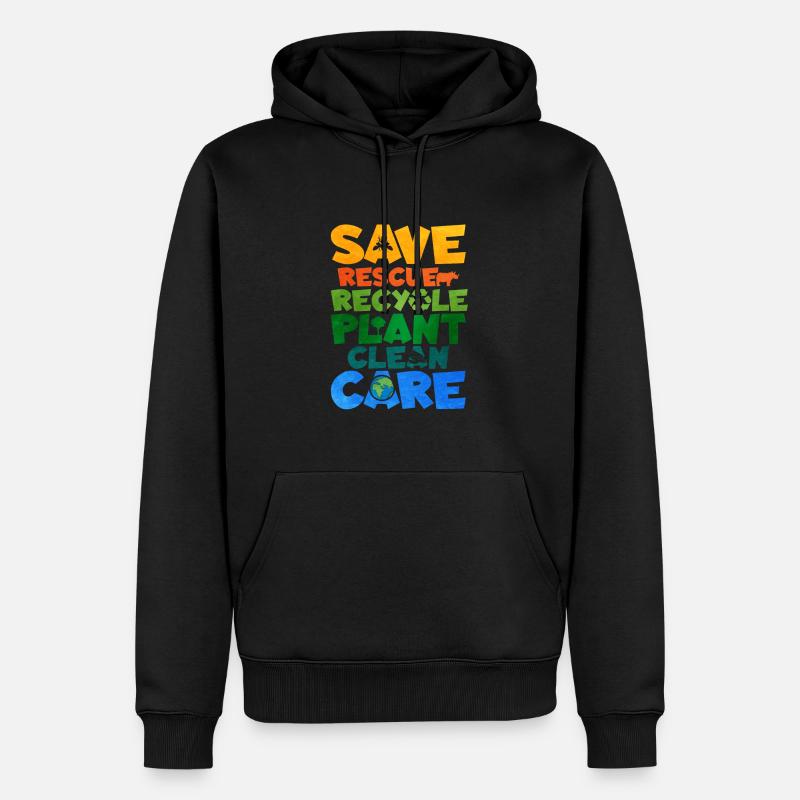 Recycling - Männer Premium Bio Hoodie - Schwarz