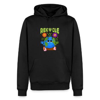 Recycling - Männer Premium Bio Hoodie - Schwarz - Vorne - Nico (187cm)