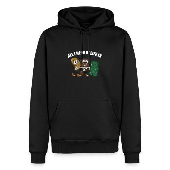 Croustilles, chocolat et oursons gélifiés - Sweat à capuche Premium bio Homme - noir - Devant - Nico (187cm)