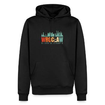 Pologne Wroclaw Skyline - Sweat à capuche Premium bio Homme - noir - Devant - Nico (187cm)