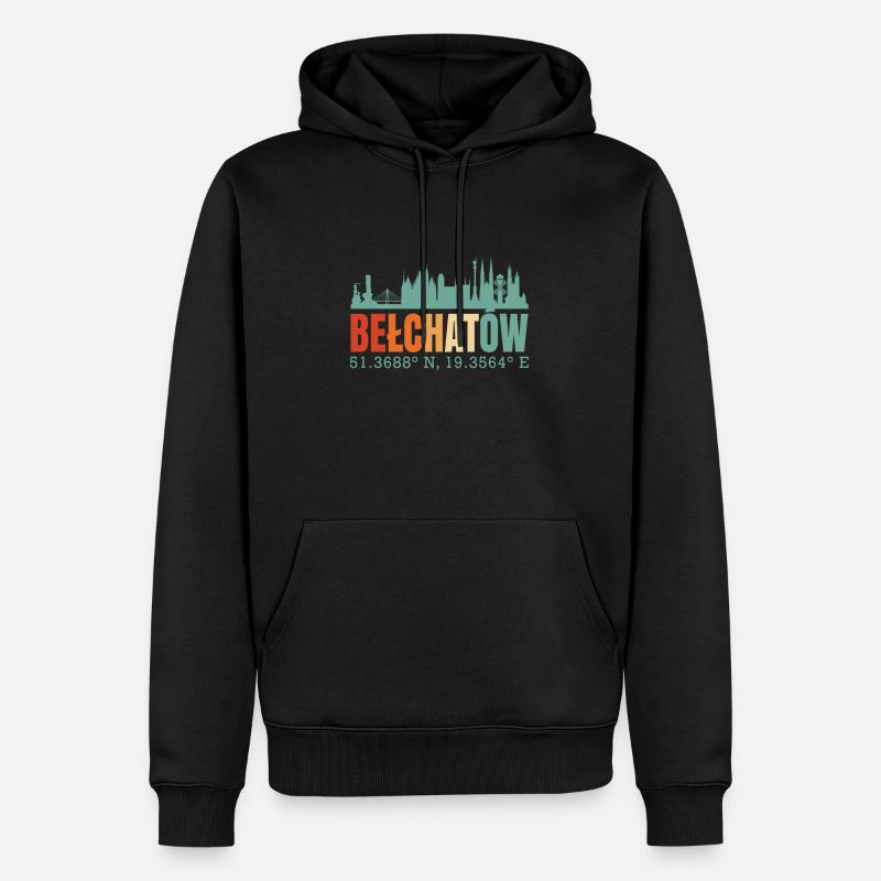 Pologne Betchatow Skyline - Sweat à capuche Premium bio Homme - noir
