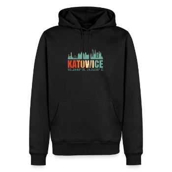 Pologne Katowice Skyline - Sweat à capuche Premium bio Homme - noir - Devant - Nico (187cm)