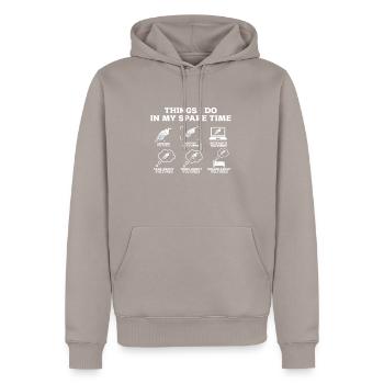 Vautour - Sweat à capuche Premium bio Homme - taupe - Devant - Nico (187cm)