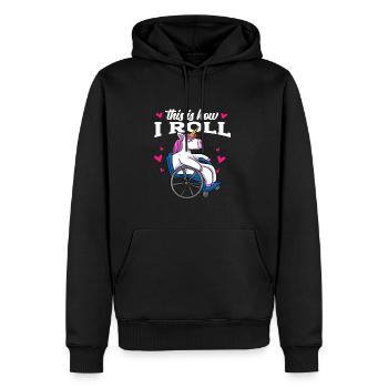 Rollstuhl - Männer Premium Bio Hoodie - Schwarz - Vorne - Nico (187cm)