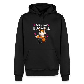 Rollstuhl - Männer Premium Bio Hoodie - Schwarz - Vorne - Nico (187cm)