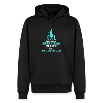 Rollstuhl - Männer Premium Bio Hoodie - Schwarz - Vorne - Nico (187cm)
