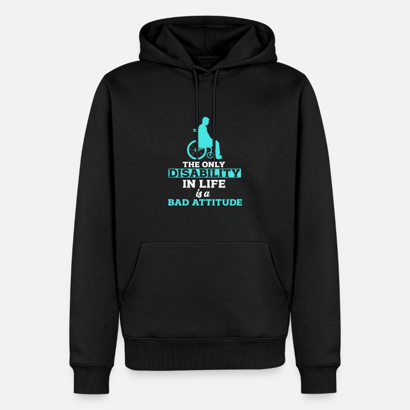 fauteuil roulant - Sweat à capuche Premium bio Homme - noir